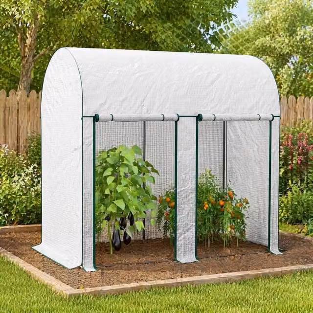 STILVORA White Walk-In Greenhouse with Zipped Doors, W/D/H: 200 x 100 x 178 cm