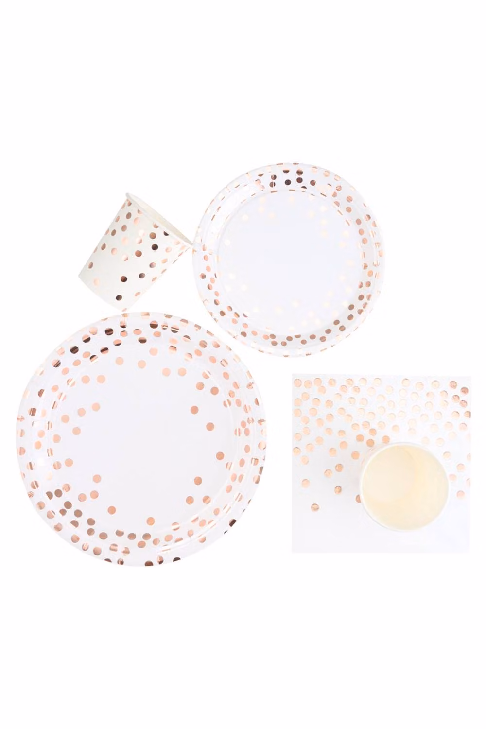 Living and Home 60-Piece White Dotted Disposable Paper Birthday Party Tableware Set – 2
