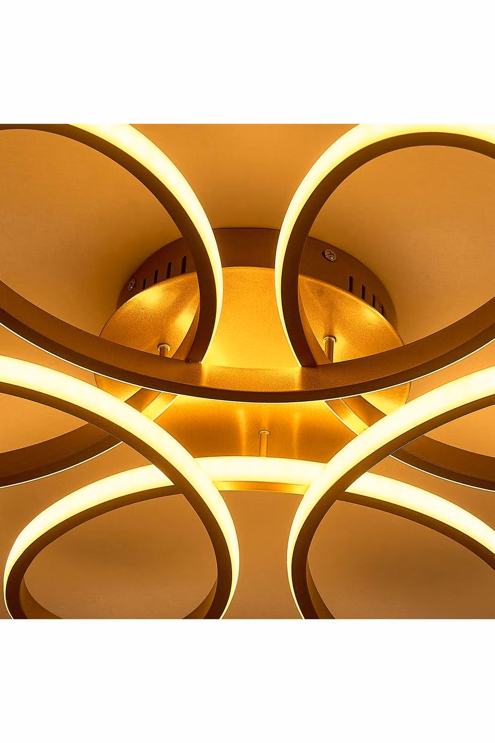 Garden Sanctuary Modern Gold and White Acrylic Petal LED Semi Ceiling Light with Remote Control – 2
