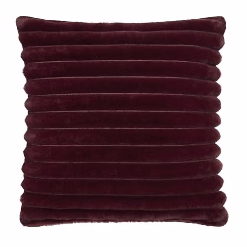 Appletree Hygge Faux Fur Polyester Filled Square Cushion, Burgundy, W/D/H: 43 x 43 x 43 cm – 4