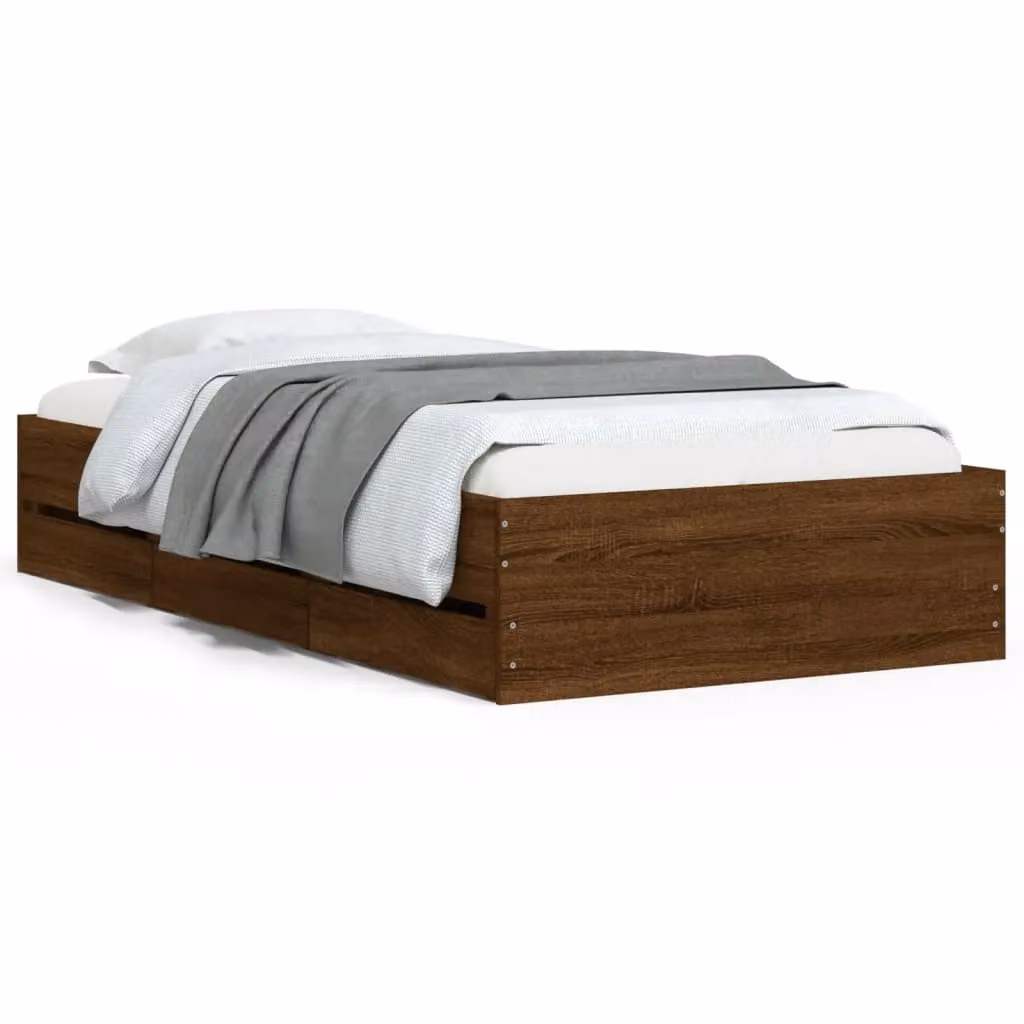 Berkfield Home Modern Bed Frame with Drawers in Brown Oak, 90 x 200 cm – 2