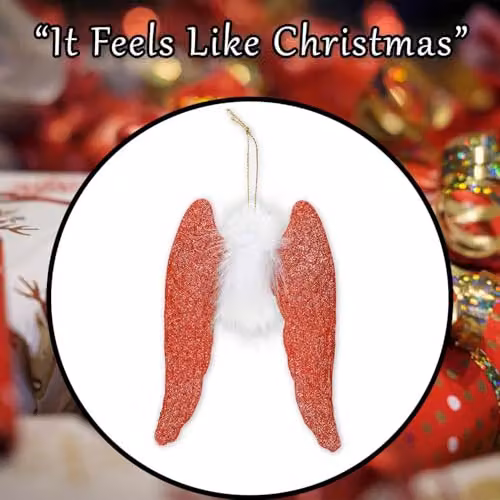 VFM e-Store Red Hanging Angel Christmas Tree Decoration with Glitter and Fur, Height: 22.5 cm – 7