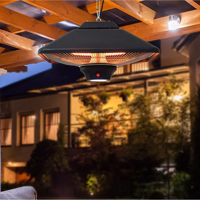 Outsunny 2kW Outdoor Hanging Ceiling Mounted Electric Heater - Black