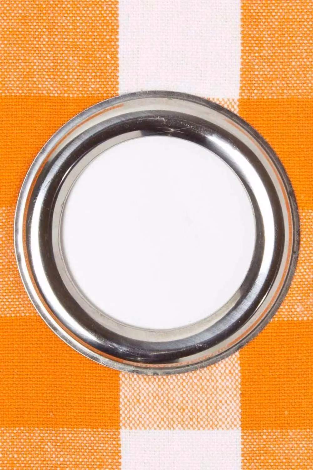 Homescapes Orange Cotton Block Check Gingham Eyelet Curtain Pair, Width: 140 cm, Drop: 183 cm – 3