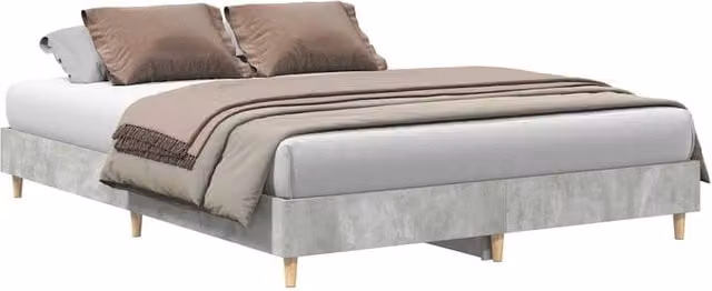 Berkfield Home Engineered Wood Bed Frame in Grey, W: 140 cm, L: 200 cm