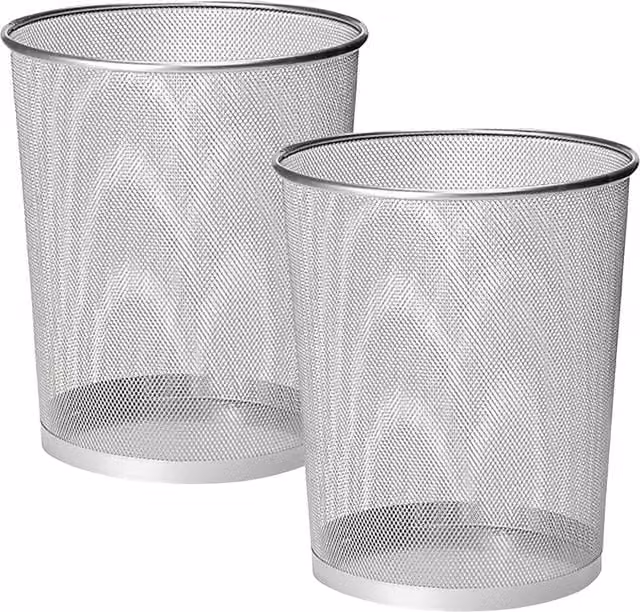 MantraRaj 9 Litre Round Metal Mesh Open Waste Paper Bin in Silver