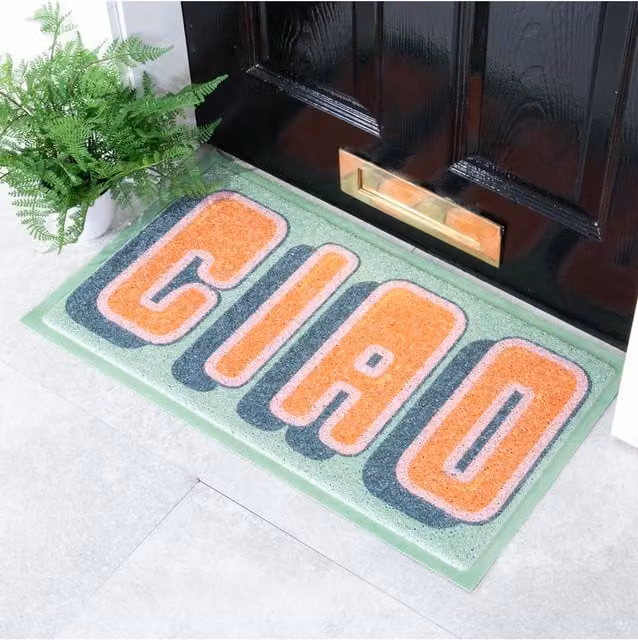 Artsy Mats Ciao Doormat in Green and Multicolour, W/D: 70 x 40 cm – 1