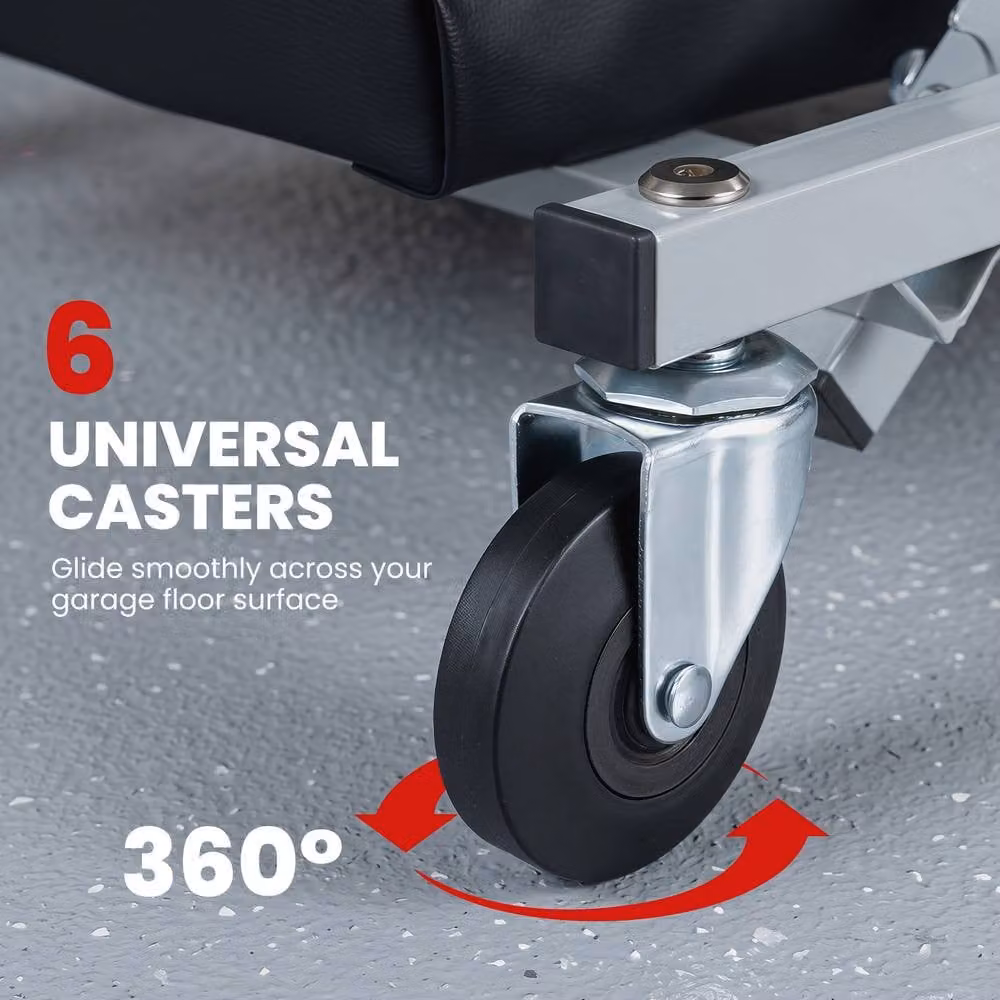 Costway 2-in-1 Mechanic Creeper and Z-Seat with 6 Swivel Casters in Black – 7