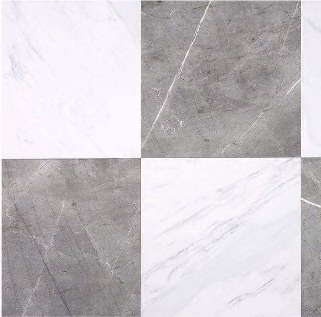 Floor Pops Pack of 10 Classic Self Adhesive Vinyl Floor Tiles in Grey and White