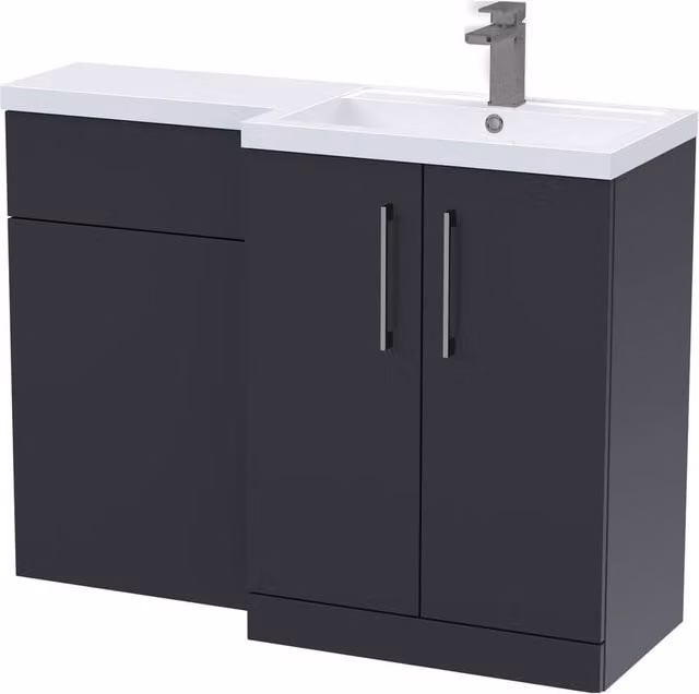 Balterley Modern Matt Grey Right-Hand Vanity and WC Unit Combination, W: 110 cm, H: 84 cm