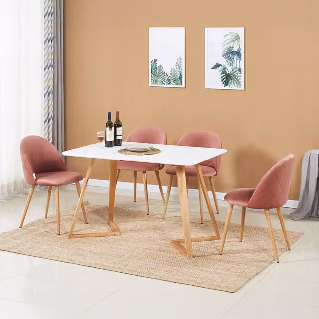 Life Interiors Lucia Dallas Mid-Century Dining Set with Rectangular Table and 4 Green Chairs