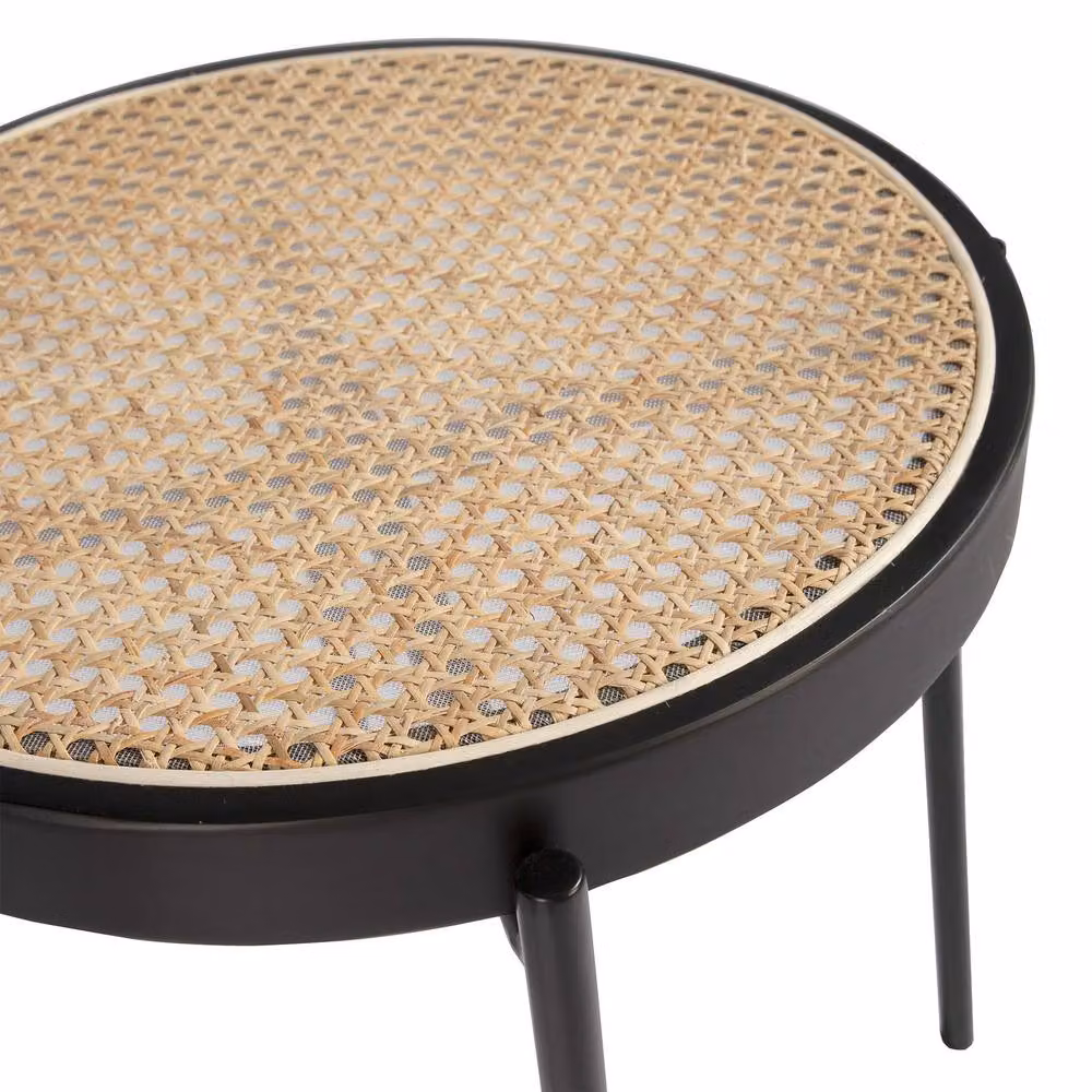 Angel Cerda Round Rattan Side Table with Black MDF Top – 5