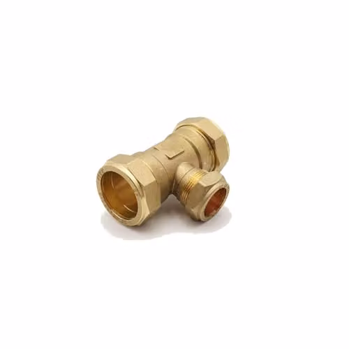 Primaflow Brass Reduced Tee Compression Fitting, Gold, W/D/H: 42 x 42 x 28 mm – 2