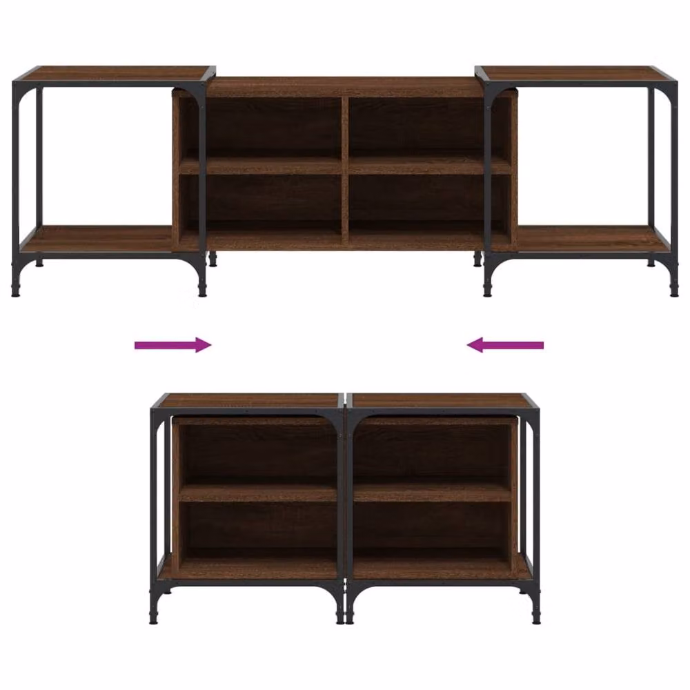 Berkfield Home Brown Oak TV Cabinet with Media Compartments, W/D/H: 153 x 37 x 50 cm – 4