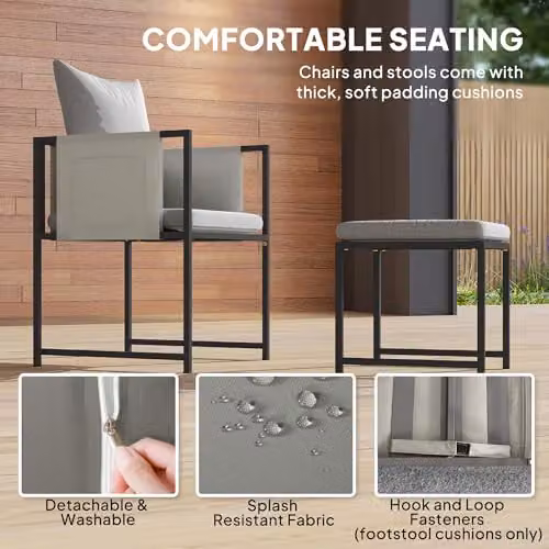 Outsunny 9 Piece 8 Seater Cube Garden Dining Set with Cushions in Dark Grey – 3