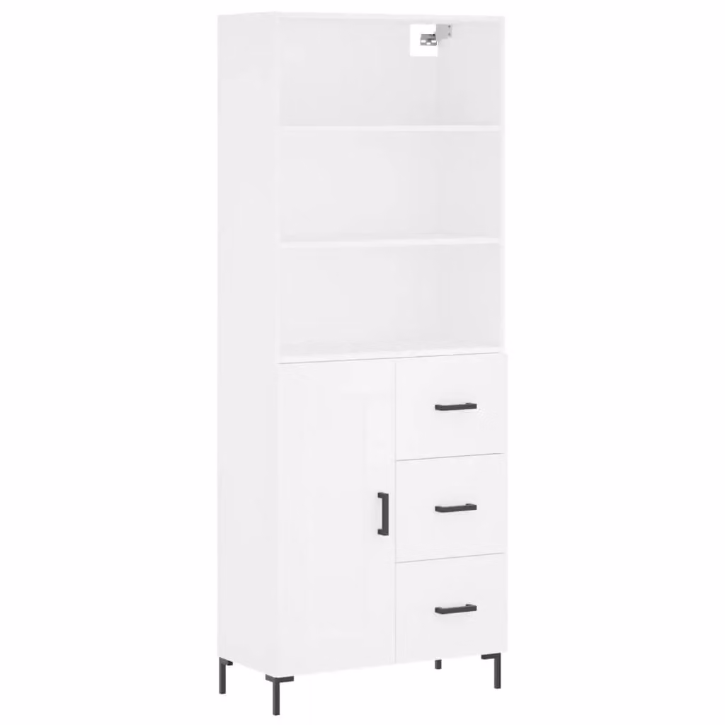 Berkfield Home White Modern Highboard with Hinged Doors and Internal Shelves, W/D/H: 69.5 x 34 x 180 cm – 2
