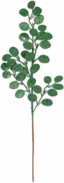 Kingsbury Gifts Glitter Eucalyptus Artificial Stem in Green