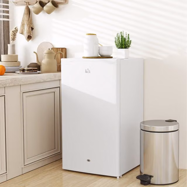 HOMCOM 91 Litre Lockable Under Counter Fridge, White