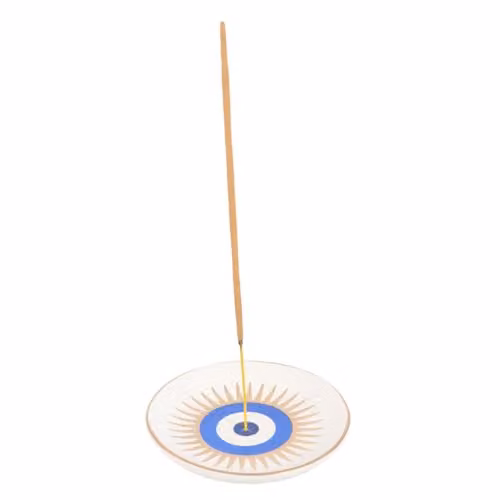 KDMD All-Seeing Eye Ceramic Incense Stick Holder, White, W/D/H: 13.0 x 10.7 x 13.0 cm