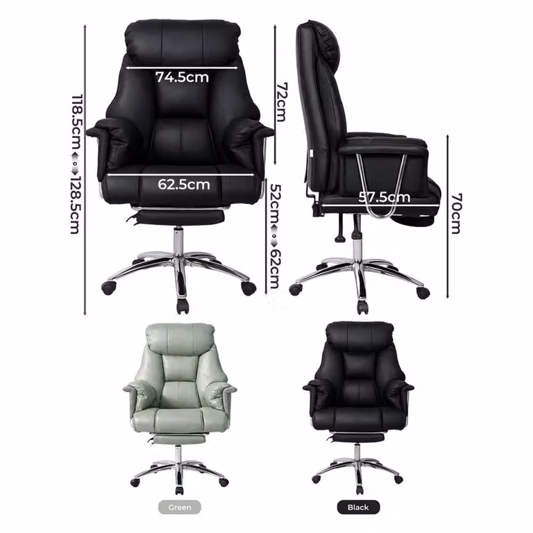 NESTLUNE Black Synthetic Leather Heavy Duty Executive Office Chair with Headrest and Armrests