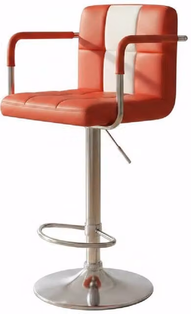 Netfurniture Pair of Tarina Retro American Diner Bar Stools in Red with Padded Upholstery and Adjustable Height – 1