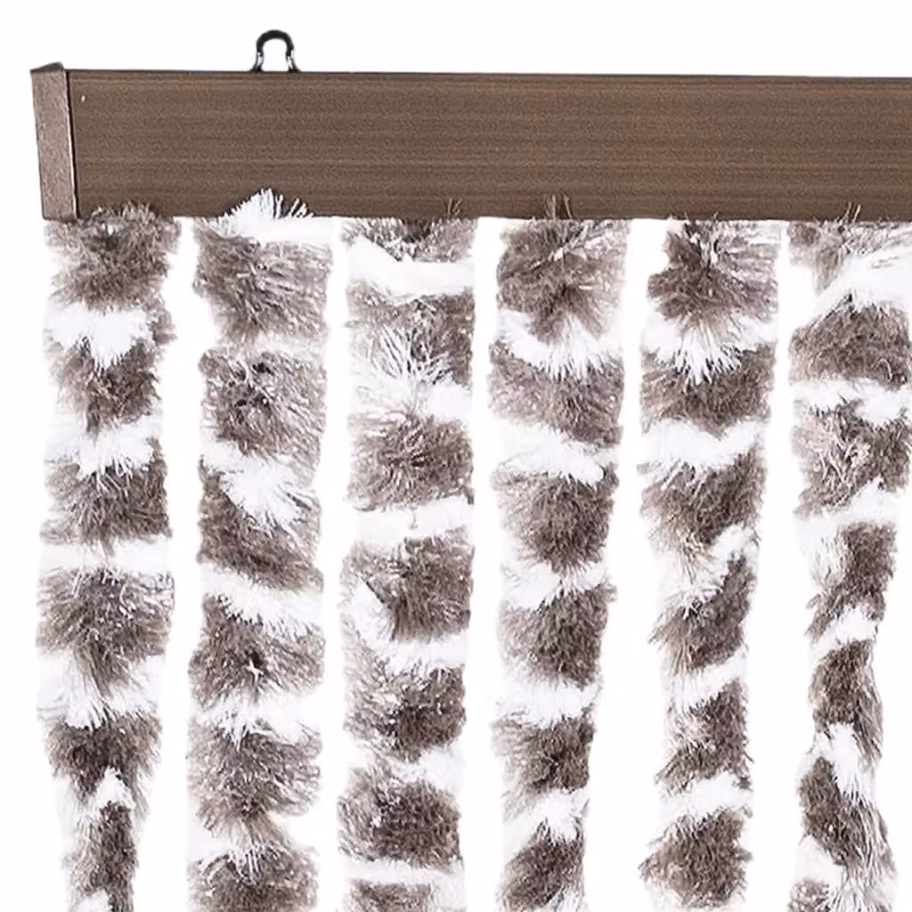 Berkfield Home Chenille Insect Curtain in Beige and White, W/H: 100 x 220 cm – 3