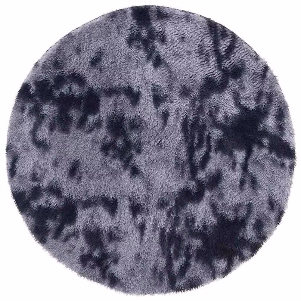 Berkfield Home NAVARRA Shaggy High Pile Round Rug in Dark Grey, Diameter: 100 cm – 2