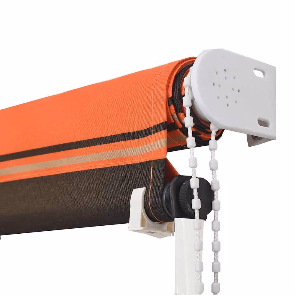 Berkfield Home Retractable Folding Arm Awning in Orange, Brown and Multicolour, W/D/H: 150 x 150 x 150 cm – 2