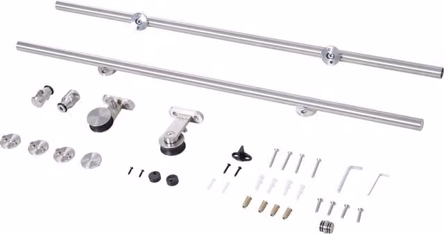 HOMCOM Stainless Steel Sliding Door Kit in Silver