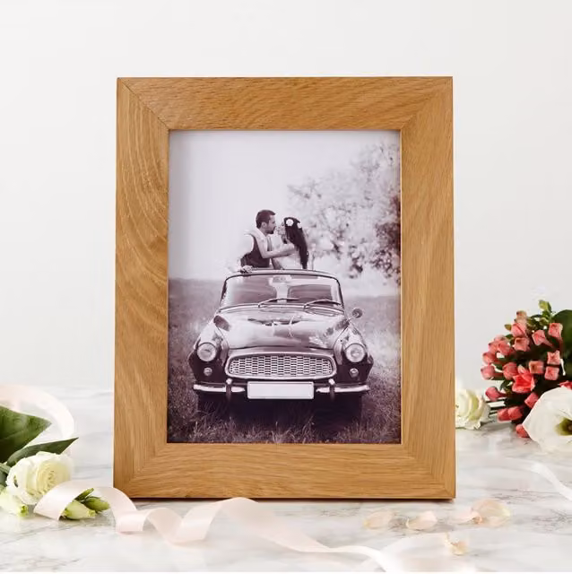 MijMoj Design Classic Rectangular Solid Oak Photo Frame in Brown, W/H: 25.5 x 21.5 cm