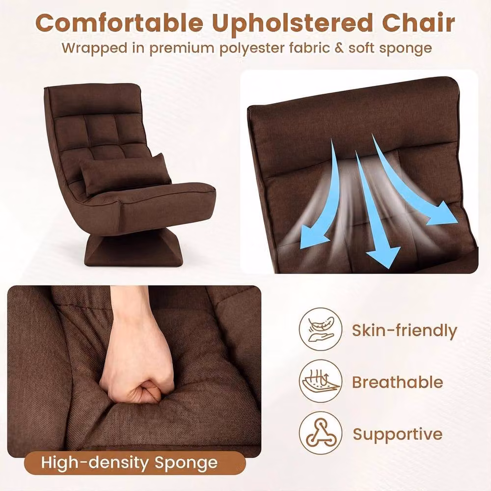 EONLION Brown Padded Polyester Floor Lounge Chair for Adults – 4