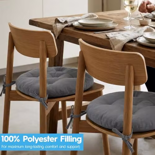 Harbour Housewares Round Grey Seat Pad with Ties, W/D/H: 40 x 40 x 5 cm – 3