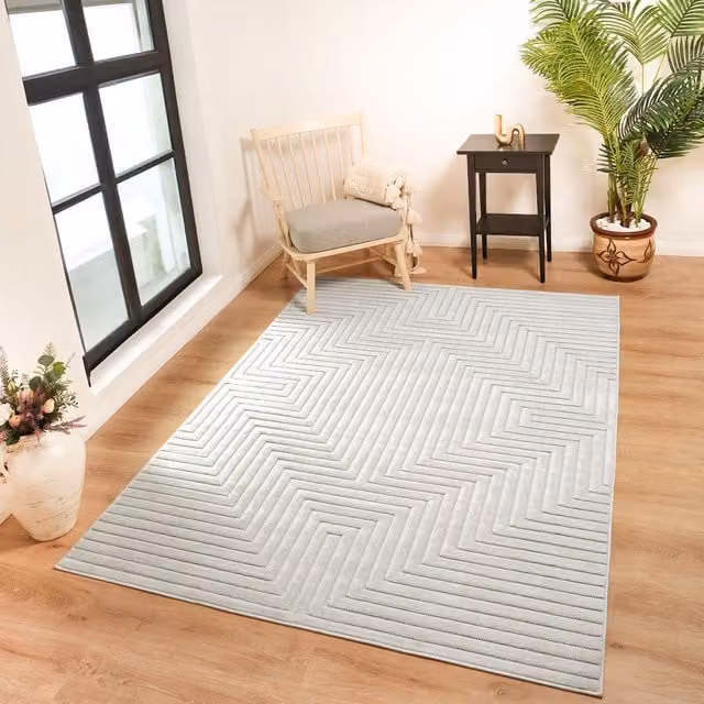 Livabliss Le Mans Modern Textured In- & Outdoor Rug in Beige, Grey and White, W: 160 cm, L: 220 cm