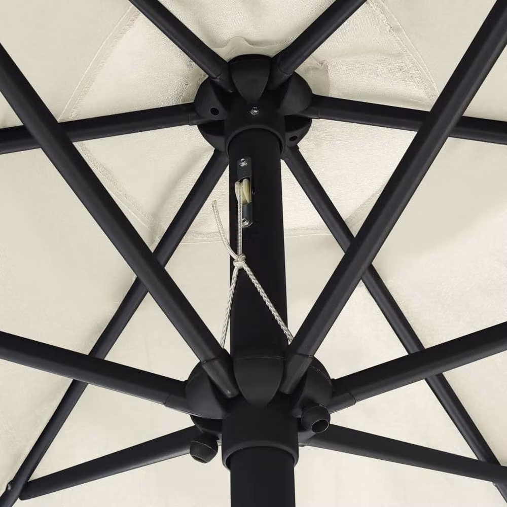 Berkfield Home Parasol with LED Lights and Aluminium Pole in Sand White, 270 cm – 2
