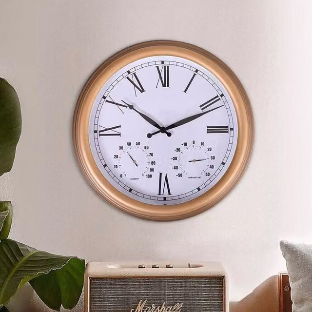 PAWNORA Brown Round Outdoor Garden Wall Clock, Diameter: 38.1 cm