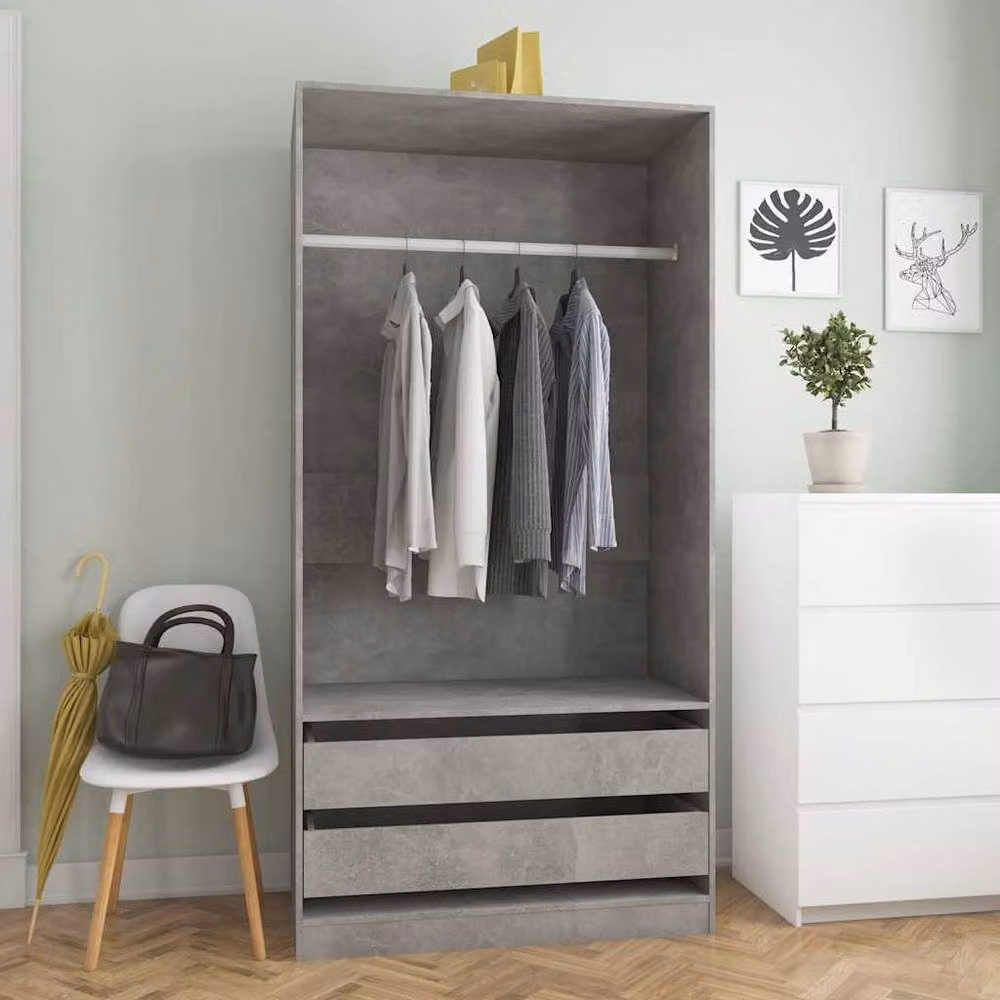 Berkfield Home Modern Wardrobe in Concrete Grey, W/D/H: 100 x 50 x 200 cm – 2