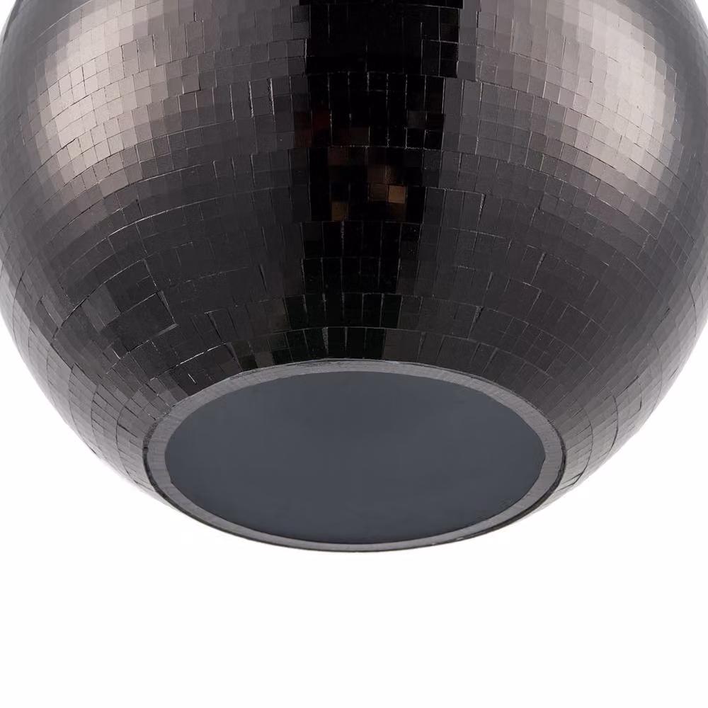 Happy Homewares Shiny Disco Mosaic Ball Pendant Shade in Black Mirrored Tiled Retro Style – 4
