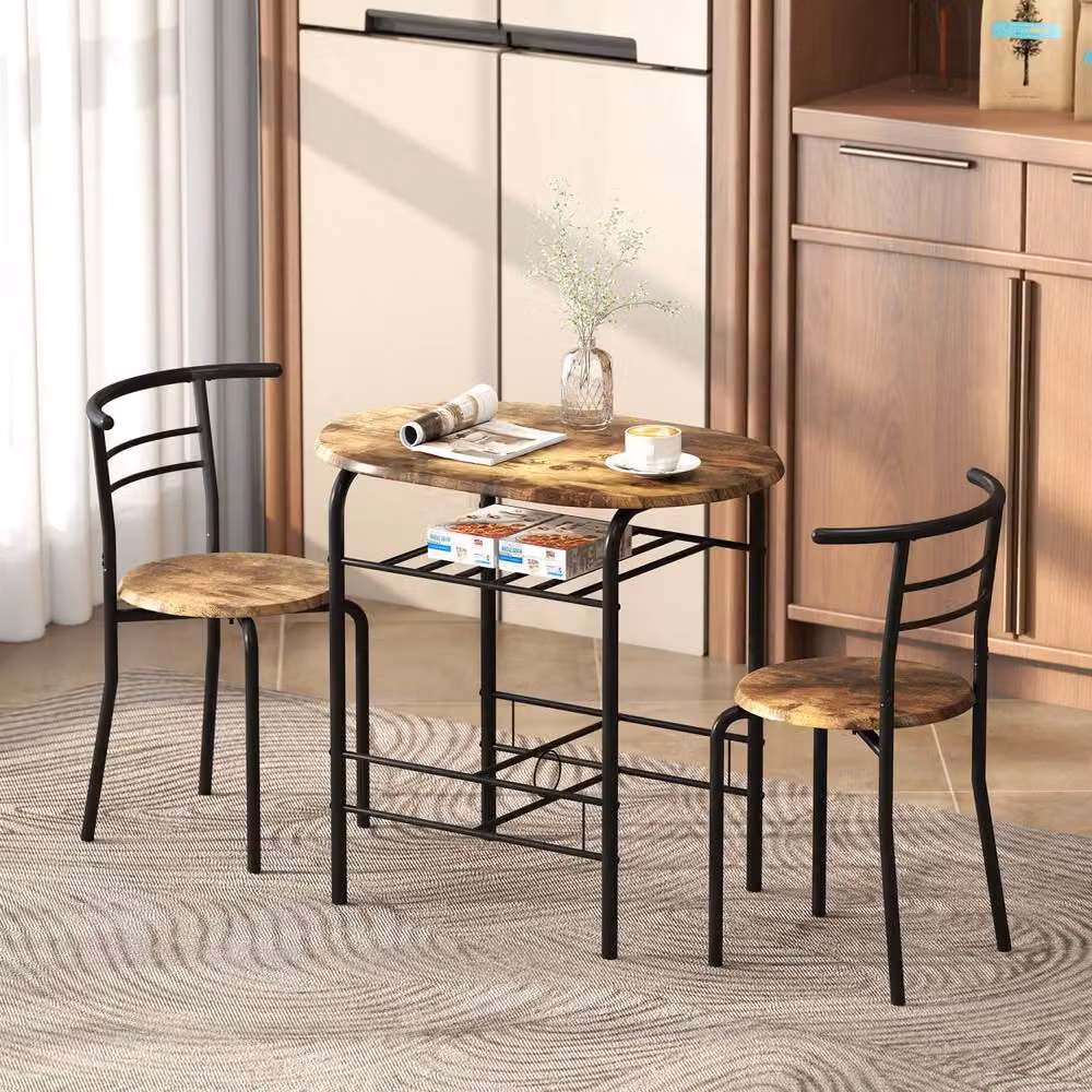 Wyld Haus Vespa 3 Piece Compact Dining Set in Brown and Black – 2