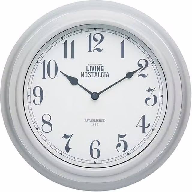 KitchenCraft Living Nostalgia Vintage Round Analog Quartz Wall Clock in Grey