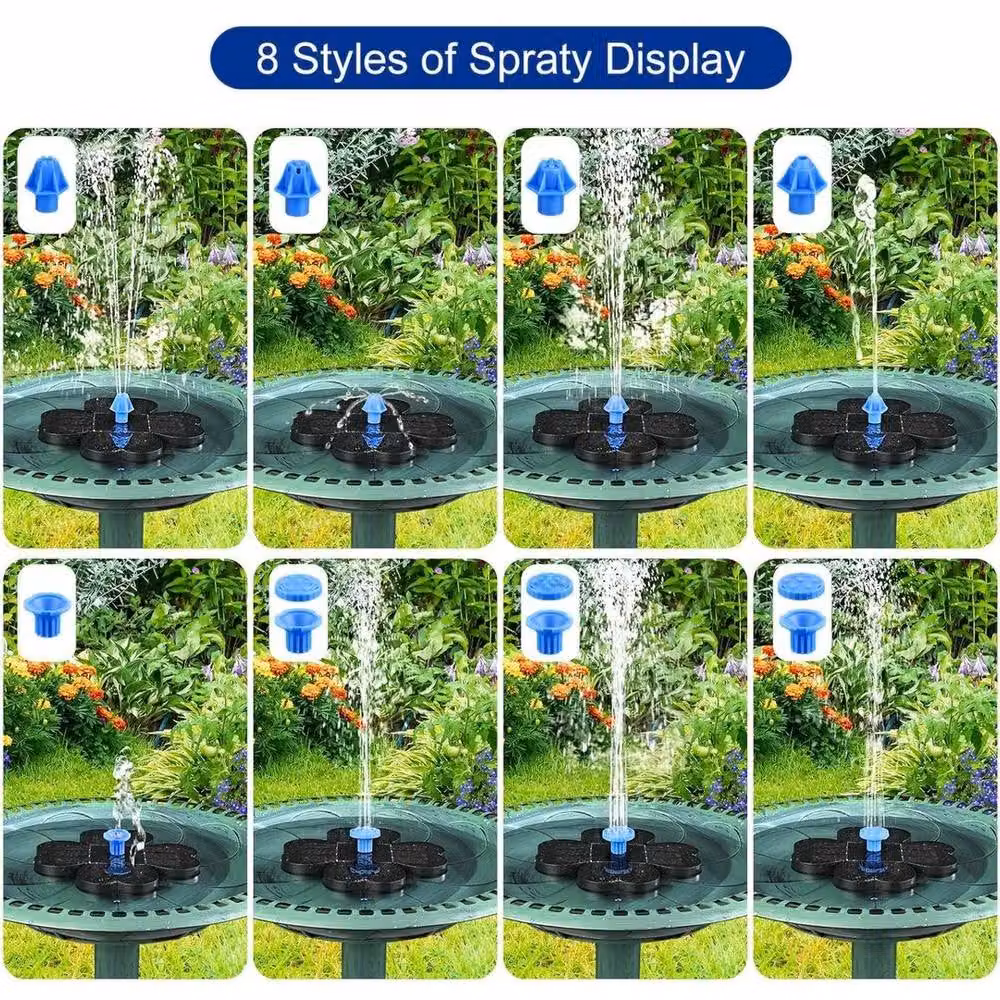 FLAVORA Solar Powered Floating Water Fountain Pump in Black – 6