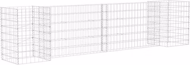 Berkfield Home H-Shaped Steel Wire Gabion Planter and Raised Bed in Silver, W/D/H: 260 x 40 x 60 cm