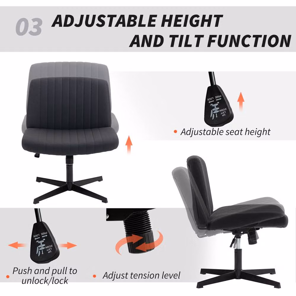 STILVORA Modern Black Fabric Task Chair with Swivel and Weight Adjustment Function – 7