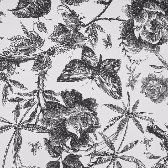 Lifeideas Self Adhesive Floral Wallpaper Roll in White and Black