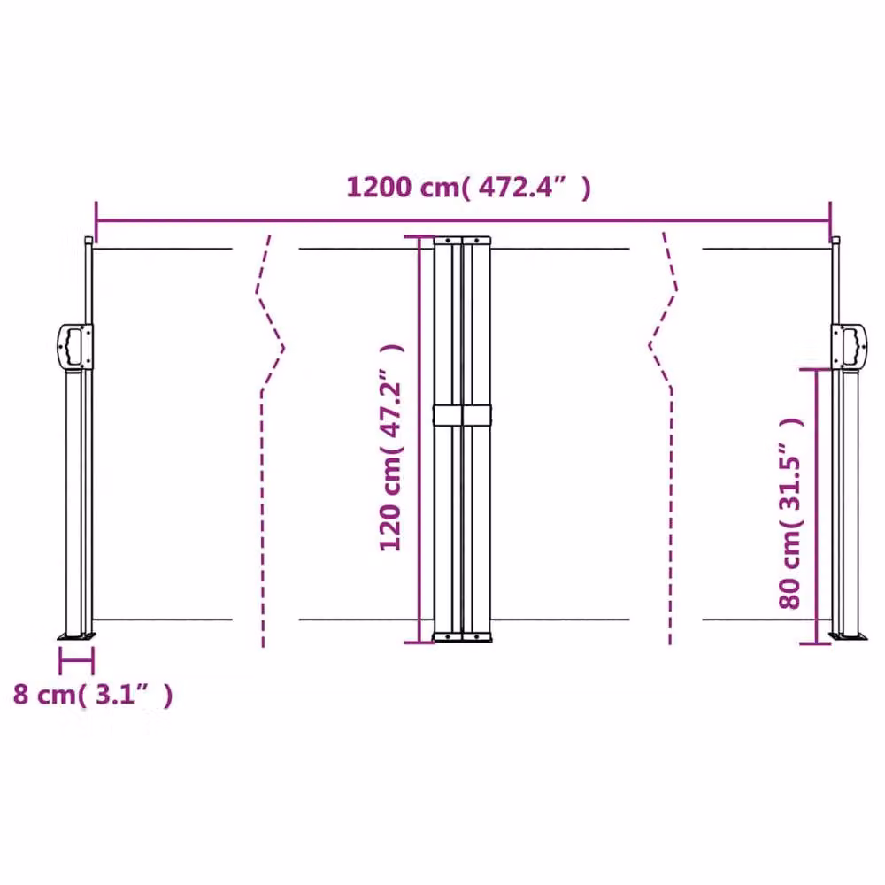 Berkfield Home Retractable Single Side Awning in Blue, W/D/H: 120 x 1200 cm – 6