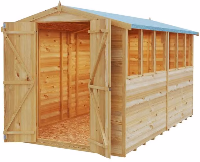Shires Overlap DD Gable Garden Shed with Double Doors in Beige – 1