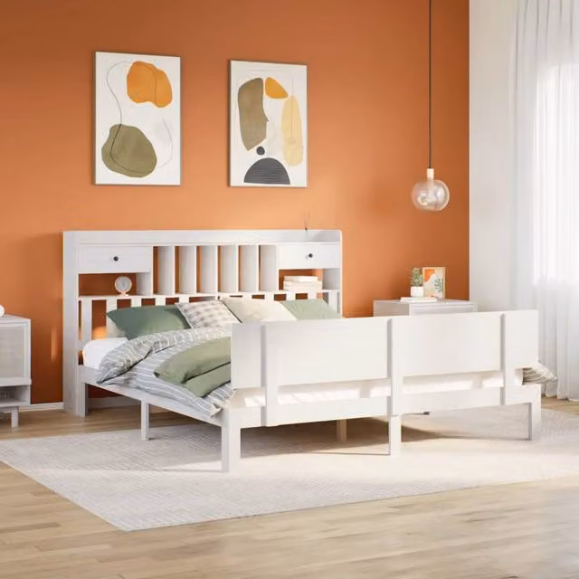 Berkfield Home Small Double Bed Frame with Drawers in White Sonoma Oak, W/D/H: 120 x 190 cm