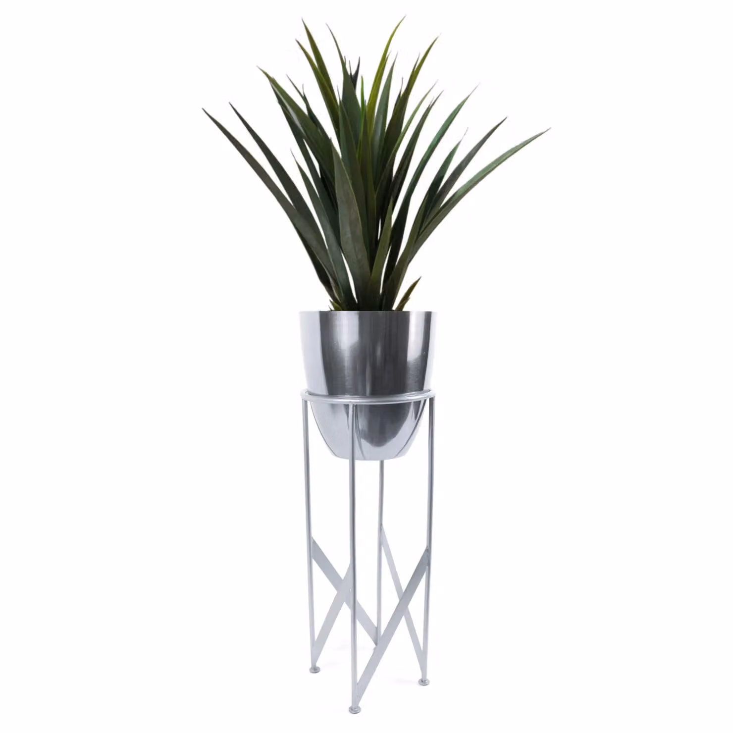 Botanik Silver Artificial Yukka Plant in a Round Metal Planter, Height: 90 cm – 2