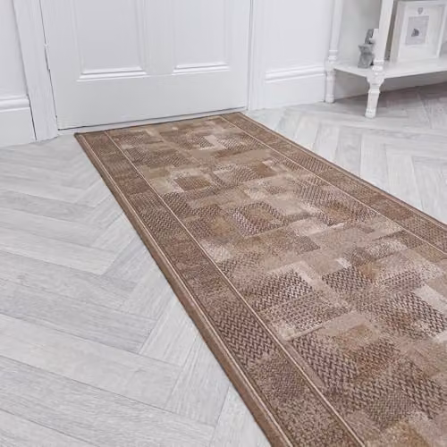 runrug Loop Pile Hallway Runner Rug in Brown, W: 80 cm, L: 150 cm