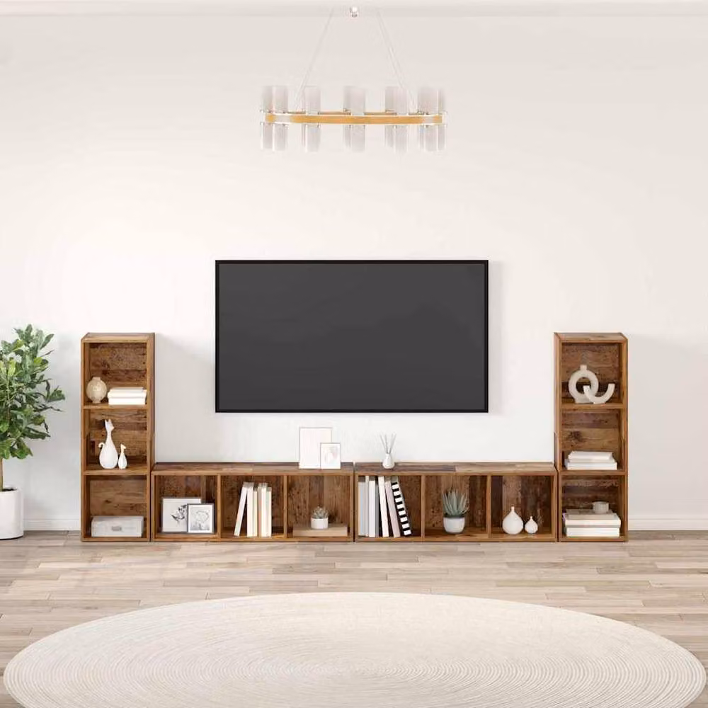 Berkfield Home Rustic TV Cabinet with 4 Storage Shelves in Brown Engineered Wood – 2