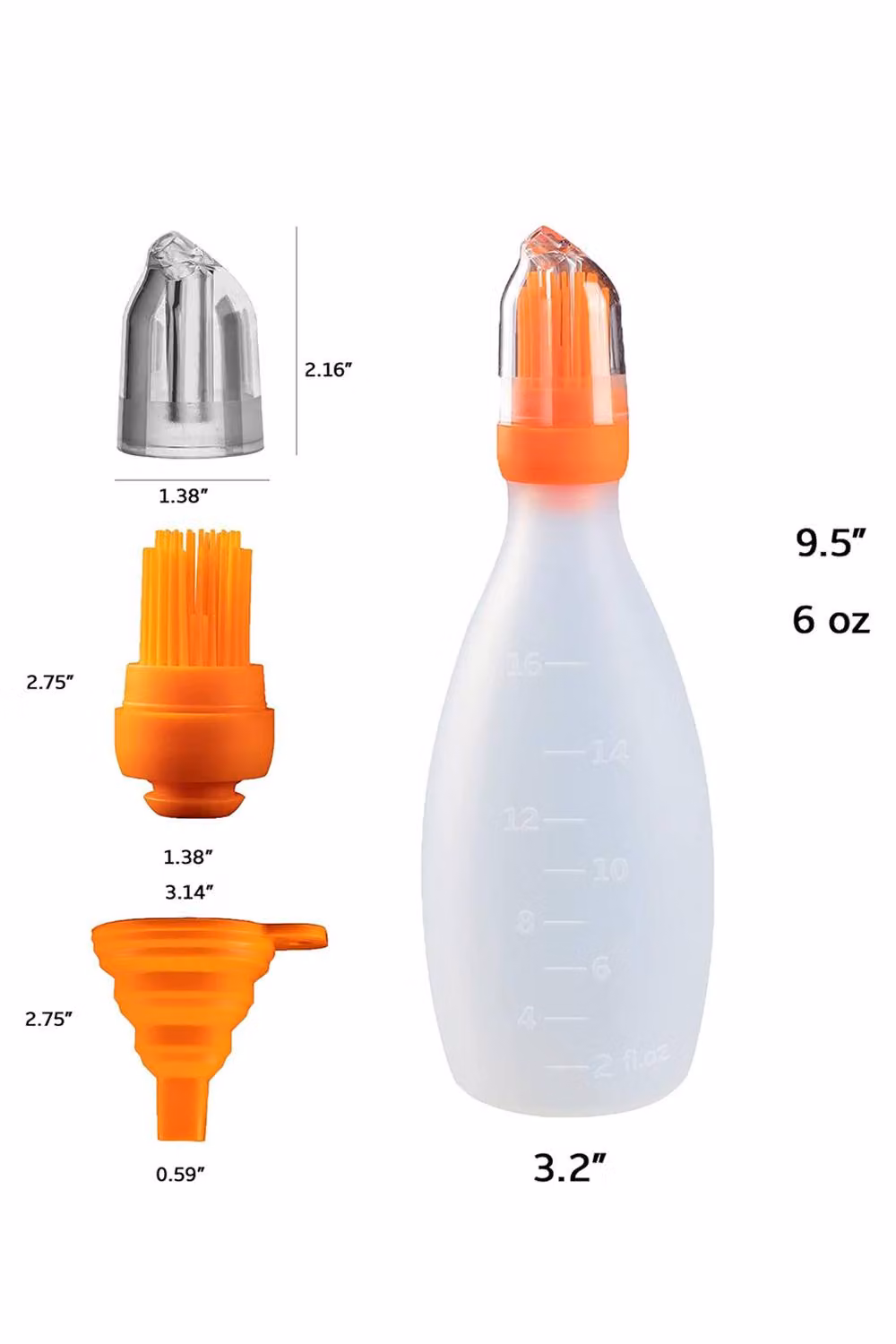 Gourmet Easy Silicone Pastry Basting Brush, Orange – 6